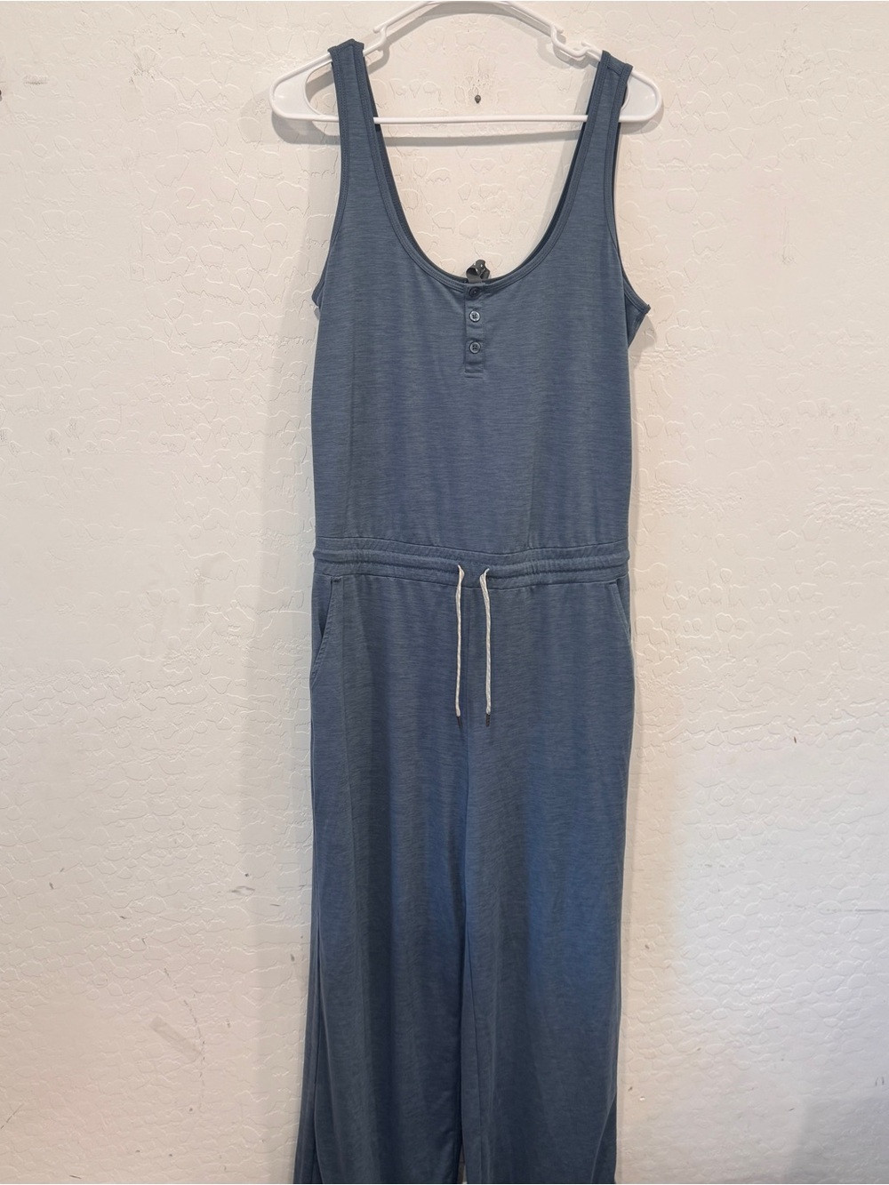 Vuori Falls Jumpsuit Womens Medium Light Azure Blue Athleisure Henley Top